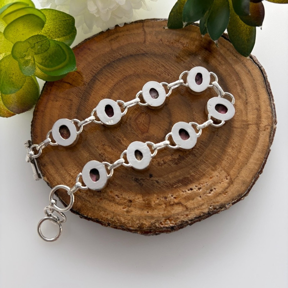 Genuine Red Rose Dahlia Turquoise Gemstone Bracelet Red Pink Southwest New 925 - Picture 5 of 6